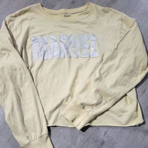 Marvel Tan Long Sleeve Crop Top